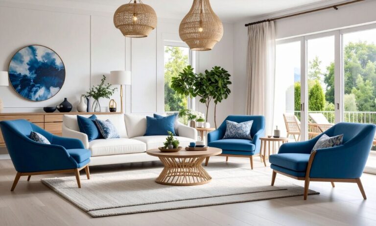 Bright, modern living room with contemporary furnishings, open-plan layout and garden views, showcasing the style of homes that appeal to buyers and renters considering living in Barlaston.